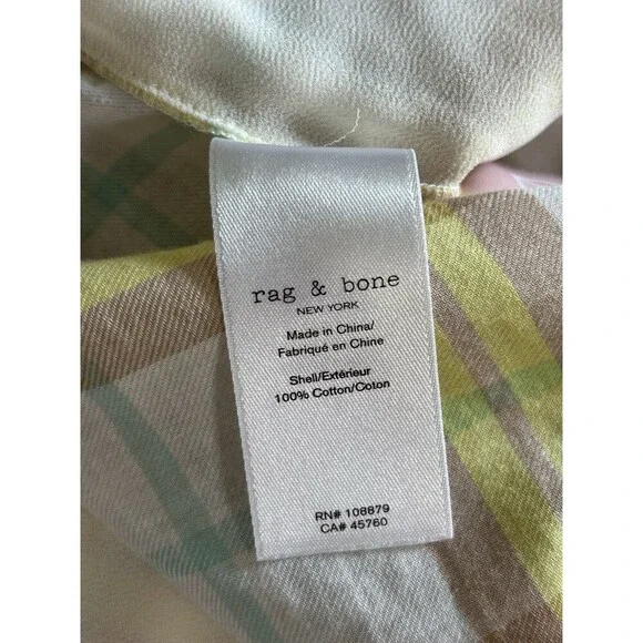 Rag & Bone Casual Shorts White & Yellow Plaid 100% Cotton Size 14 - Picture 6 of 7